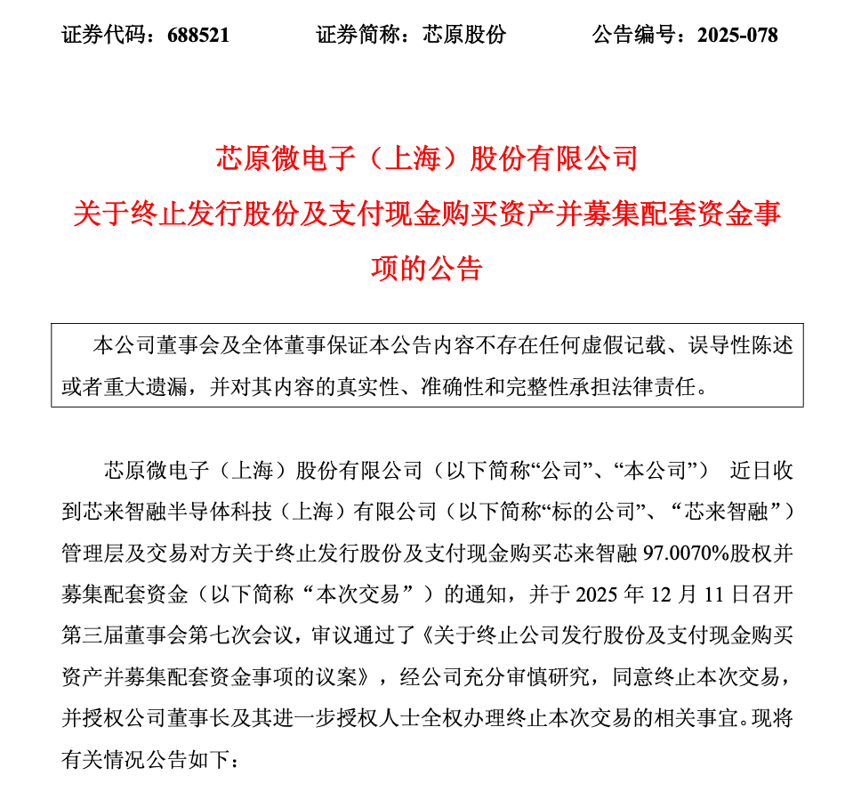 皇冠hga030_A股784亿市值芯片公司皇冠hga030,重大资产重组终止!股价今年已上涨超180%